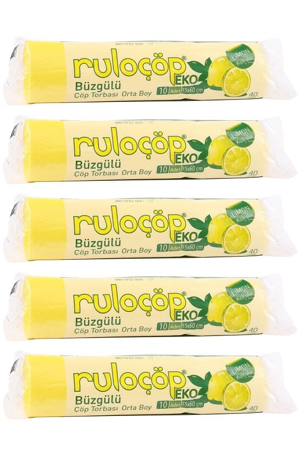 Ruloçöp-Lemon Scented Drawstring Medium Size Garbage Bag 10 Pieces 5 Rolls 1