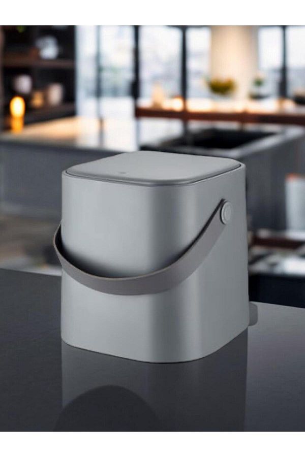 Bayev-Gray Handle Inner Bucket Countertop Kitchen and Bathroom Trash Can 4 Lt 1