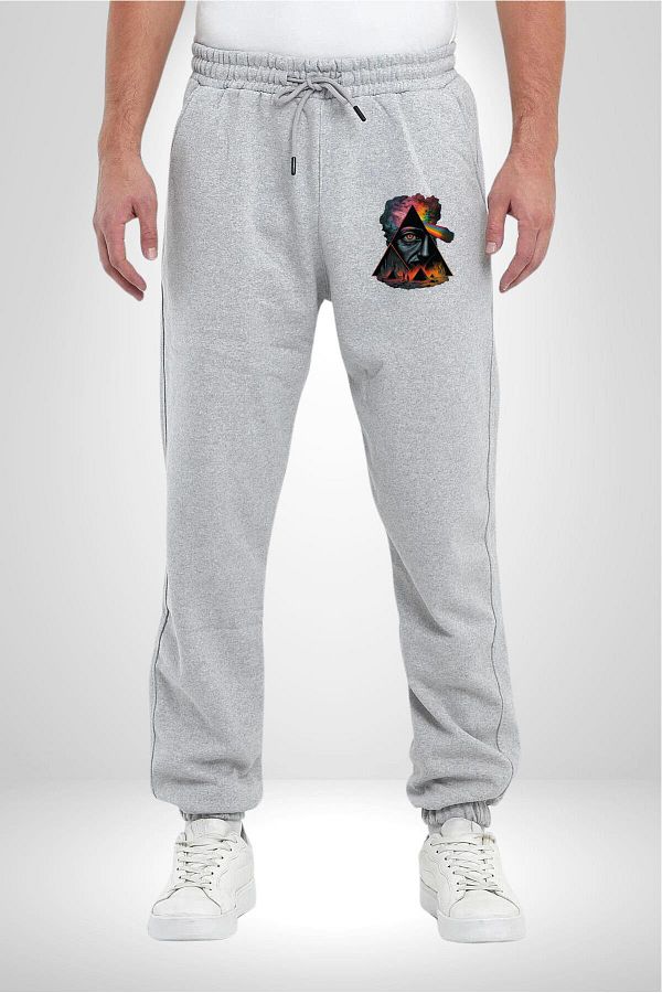 DEST GO Pink Floyd Men s Oversize Sweatpants Gray 3 Thread Cotton Eye Pyramid Design Trendyol