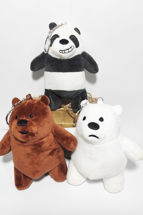 dudu kids Kraft Kutulu 3'lü Ayılar Peluş Anahtarlık Seti - Doğum Günü - Çanta Süsü