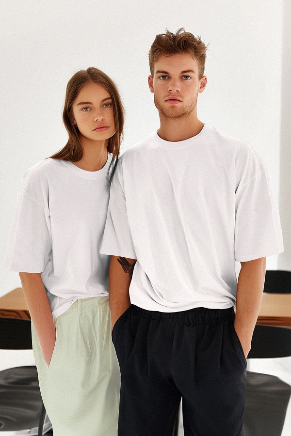Edit by Trendyol-Pánské oversize bílé tričko s krátkým rukávem, Tmnss21Ts0811 1