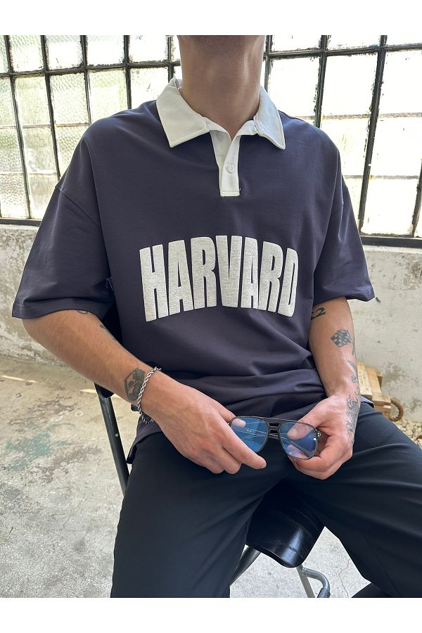 No362 Smoked Harvard Polo Collar Oversize T Shirt Trendyol