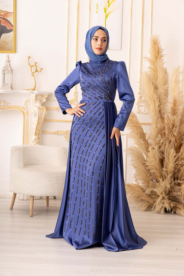 Modamart Star Evening Dress Complete Jewelled and Cape Fish Model Hijab Dress Trendyol