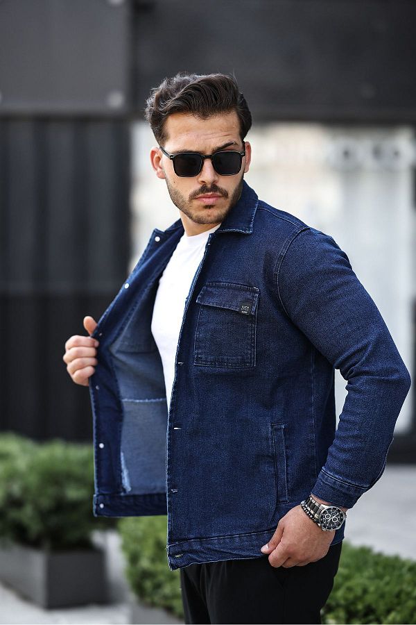 GOOD FASHION Men s Navy Jean Jacket Stylish Design Trendyol