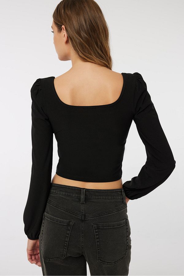 Ardene-Crop Balloon Sleeve Top 1