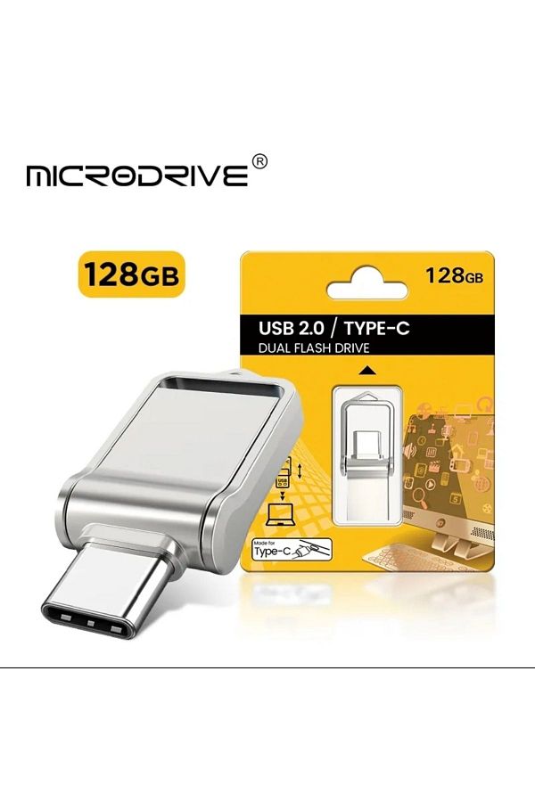 MicroDrive-128gb Otg Dual Input Metal Memory - Type-C and USB 2.0 Flash Rugged Original 1