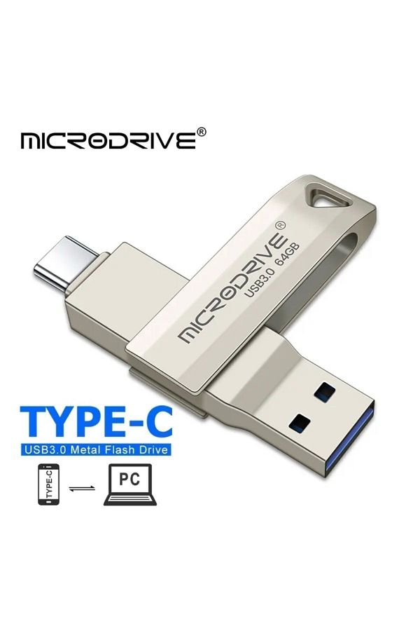 MicroDrive-64gb Type-C USB 3.0 Fast Flash Memory - Dual Input Metal Rugged Original 1