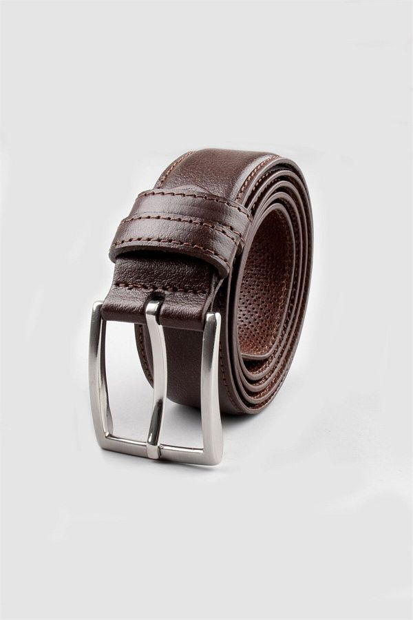 Tudors-100% Genuine Leather for Men - 3.5 cm Brown Classic Belt 1