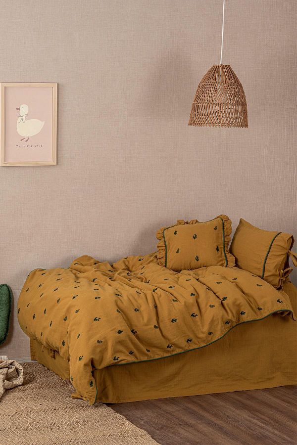 Ecocotton Larina Baby Bedding Set 100 Organic Cotton Muslin Embroidered Mustard 100x150 Cm Trendyol