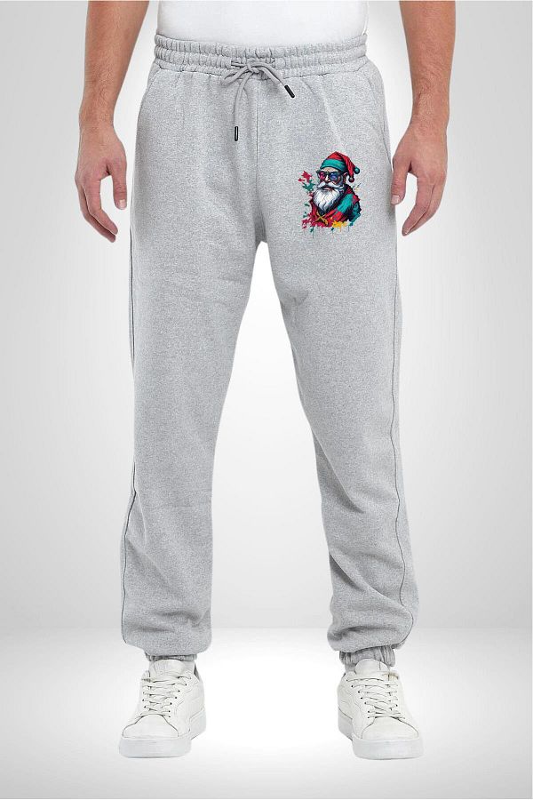 DEST GO Santa Claus New Generation Gray Cotton Oversize Sweatpants 3 Thread Glasses Men Trendyol