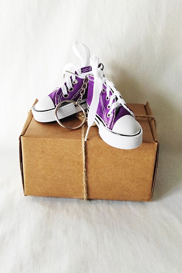 dudu kids Kraft Kutulu Mor Kampüs Ayakkabı Anahtarlık -7 cm -Çanta Süsü -Doğum Günü Hediyesi