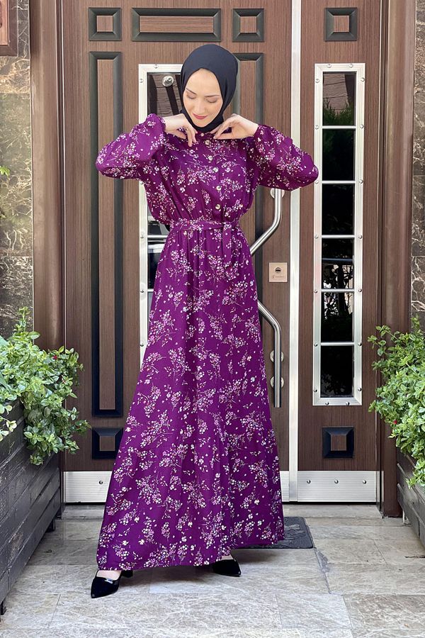 Moda Cizgi SILK Fashion Striped Hijab Dress Trendyol