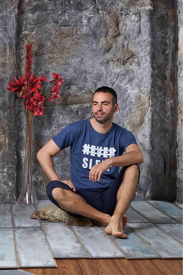 CAL A New Season Men s Short Sleeve Capri Pants Pajamas Set Trendyol