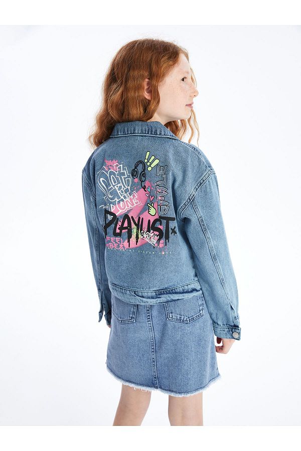 LC Waikiki-Jachetă de jeans pentru fetiță cu guler de cămașă 1