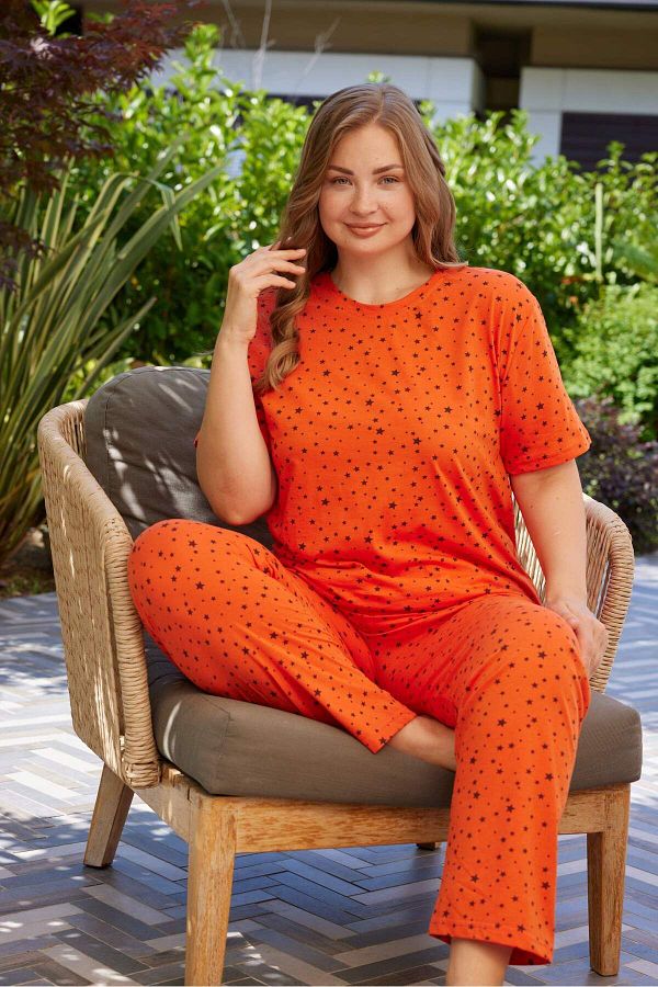 PİJAMOOD-Set de pijamale din bumbac cu mâneci scurte Battal Size 1