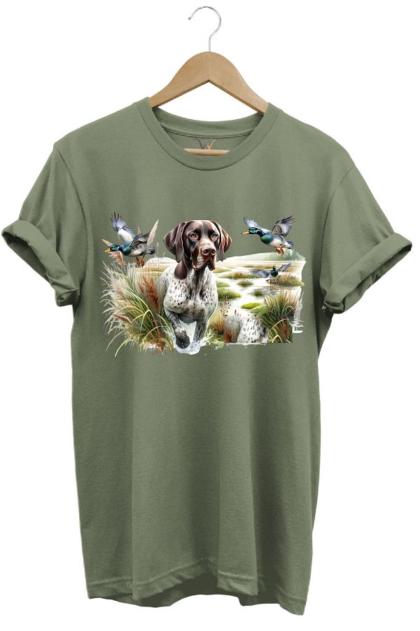 WİDİ-Hunting Hunting Dog and Duck Hunter - Camouflage Tree Printed Regular Fit T-Shirt 1