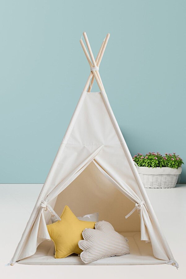 IRK Markacity m Pamuklu Kızılderili Ahşap Direkli Geniş Oyun Çadırı