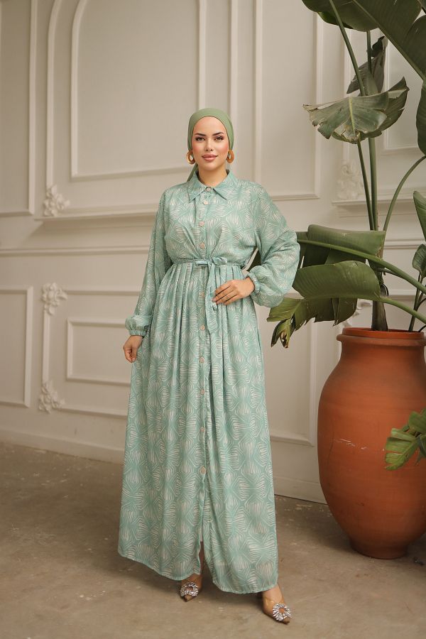 Long chiffon shirt dress best sale