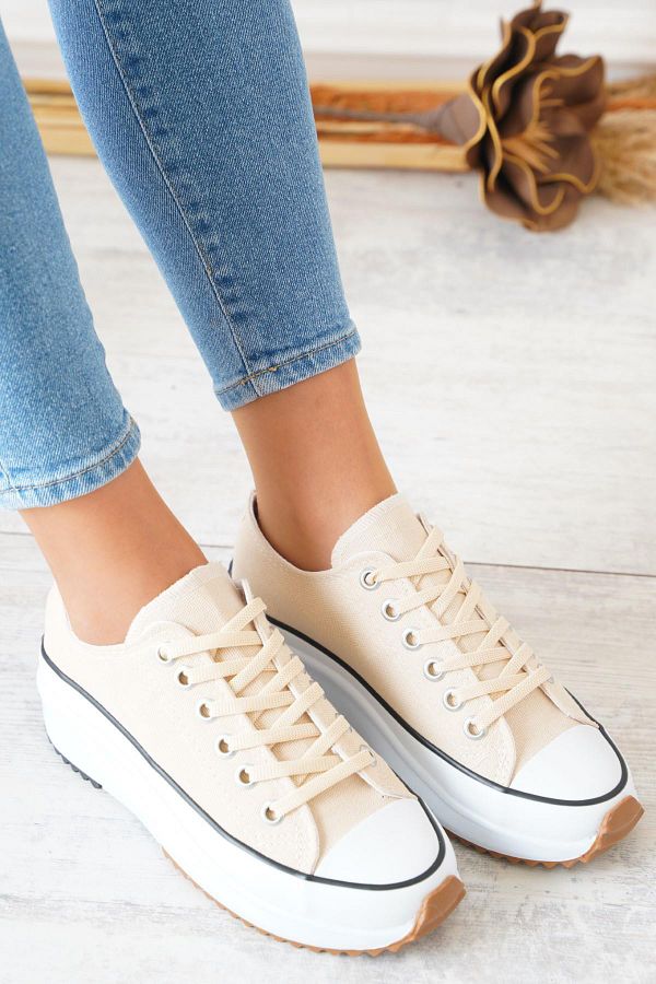 Moda Pie Converse Ankle Short Women s Sports Shoes Beige Trendyol