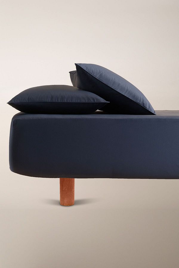 Penelope-Navy Blue Lia Series - 100% Cotton Satin, 160X200 cm Elastic Sheet Set 1