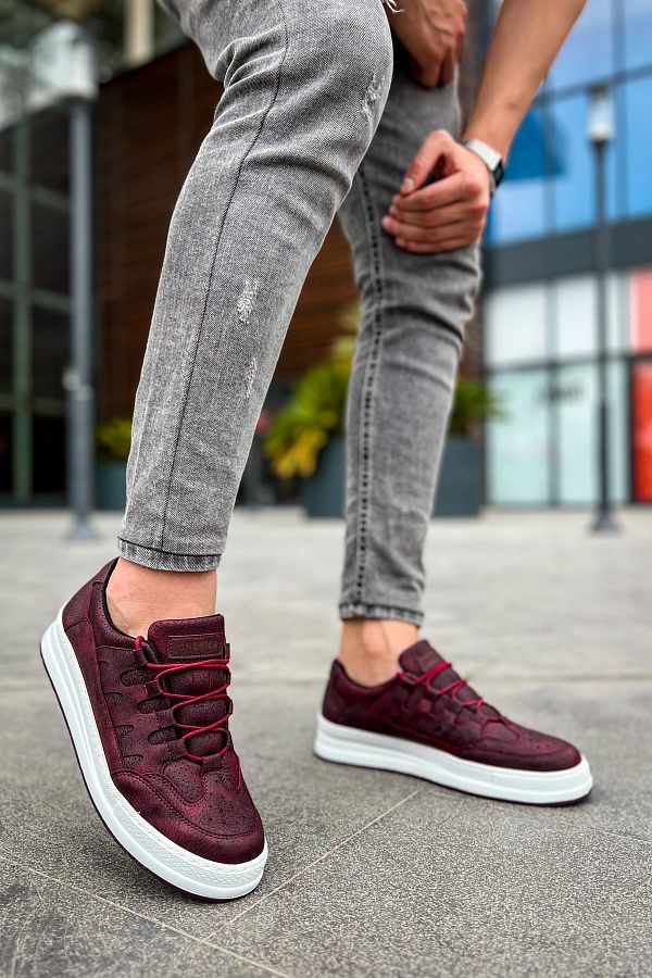Burgundy sneakers outfit mens shop