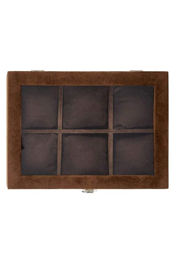 Mudo Home-6-Piece Alcantara Coffee Watch Box 1