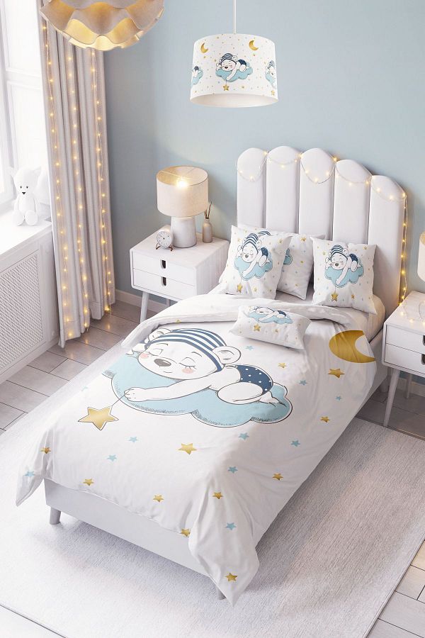 dekomingo Blue Bear Baby and Kids Bedding Set Sleeping in the Cloud with sheets Trendyol