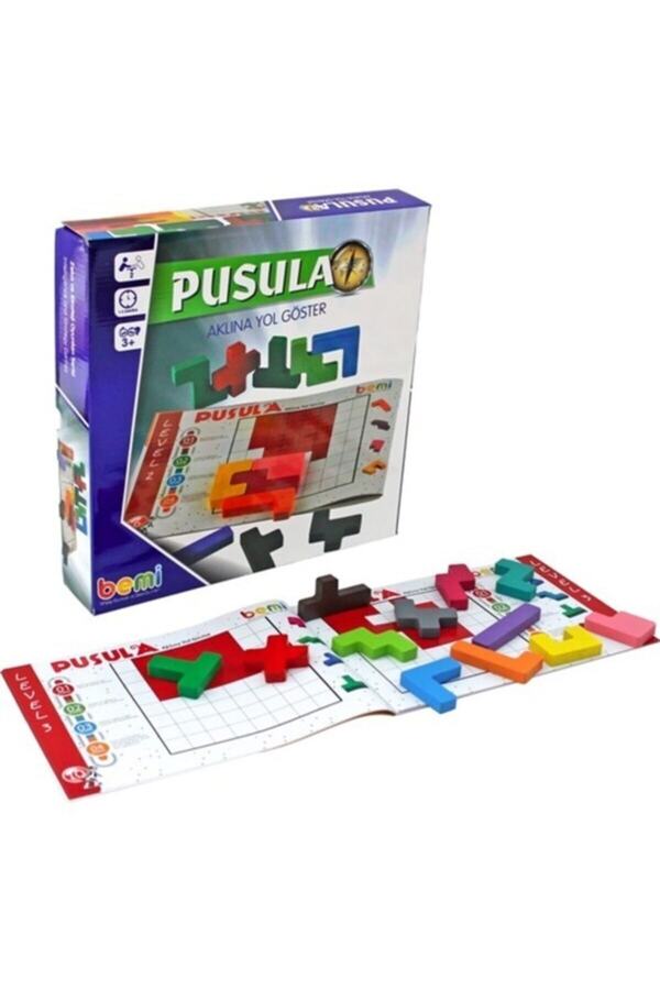BEMİ-Educational Compass Wooden Blocks with Booklet 1