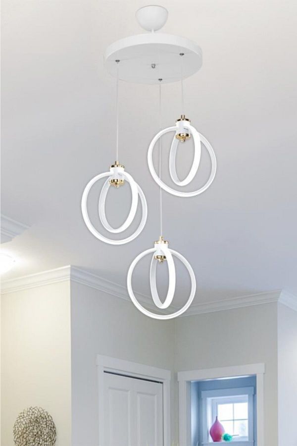 MANO-Loretta Triple White Led Chandelier Set 1