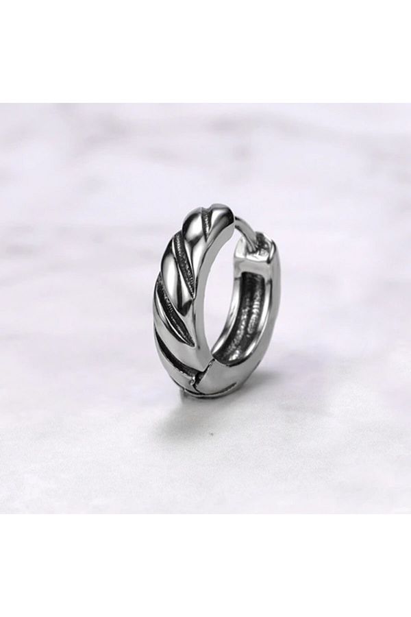 northstarshop-Modern Sports Design 316l Steel Hoop Snap Biker Earrings (single) 1