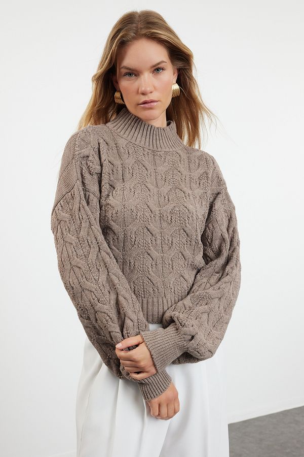 Trendyol Collection-Nerz Crop Stehkragen Pullover TWOAW22KZ1634 1