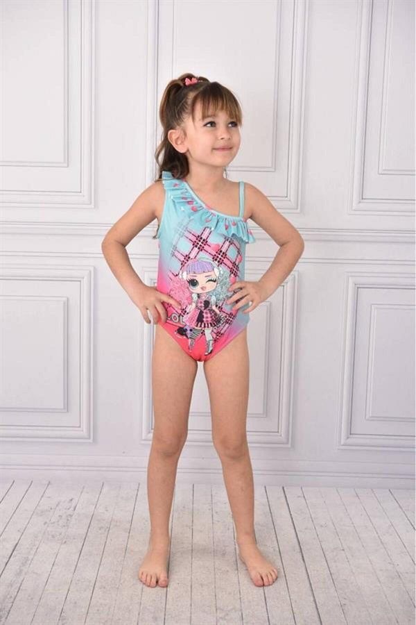 TREND M ZB R Lol Printed Girls Swimsuit Trendyol