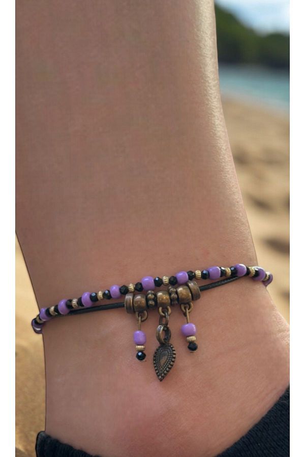 etniko-Charmed Purple Women's Anklet - Dangle 1