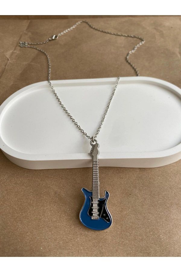 sielta Rock N Roll Blue Guitar Chain Necklace Trendyol