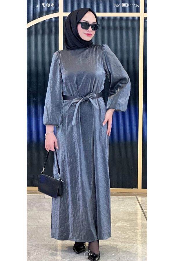 Nihle-Ni̇HLE Stylish Linen Dress - Belted Model 1