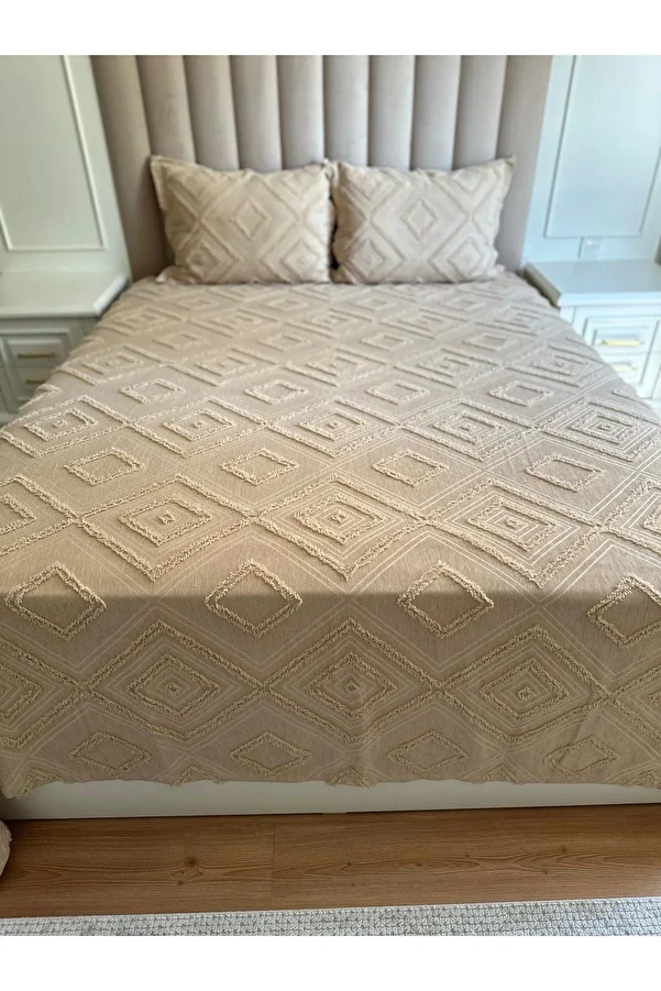 Tly Home Textiles-TLY İkeaa Model - Mink Colored Double Bedspread 1