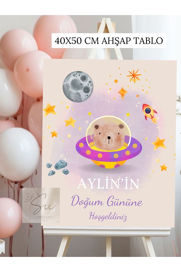 Hobi Sepeti-Wooden Welcome Board for Birthday, Party, Birthday 40X50 cm Welcome Entrance Chart 1