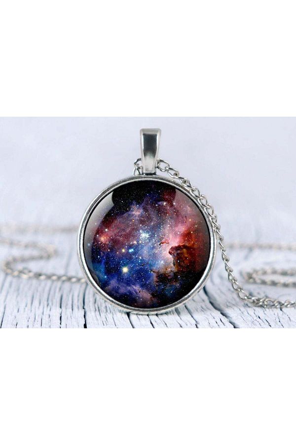 Jwl Space Necklace Nebula Pendant Milky Way Necklaces Thor s Helmet 50cm Chain Grey Trendyol