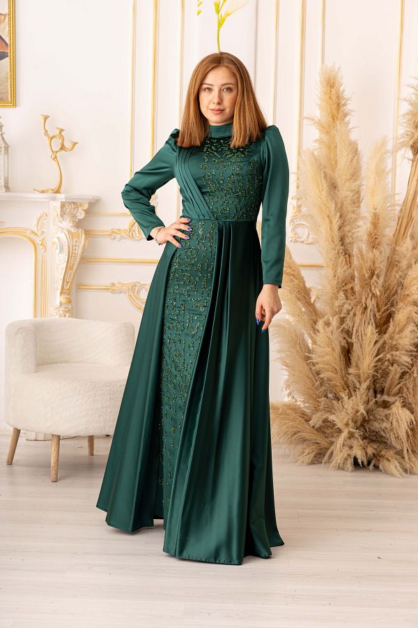 Modamart Star Evening Dress Front and Side Cape Fish Model Hijab Evening Dress K19760 Trendyol