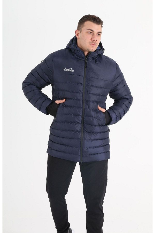 Diadora Motto Anorak Long Coat Navy Blue Trendyol