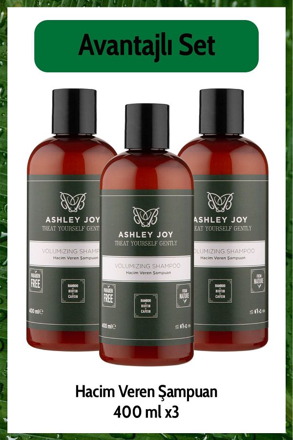 ASHLEY JOY-400 ml Biotin and Caffeine Shampoo - Fine String, Volumizing Hair, Plumping X3 Set 1