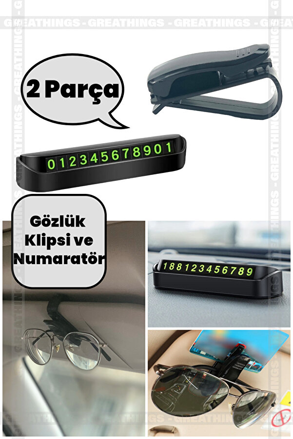 Greathings Car Parking Phone Number Phosphorescent Clip and Glass Card