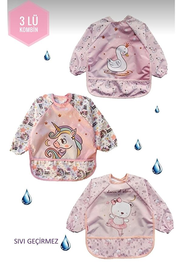 UmBaby 3lü Giyilebilir Sıvı Geçirmez Bebek Mama Önlüğü