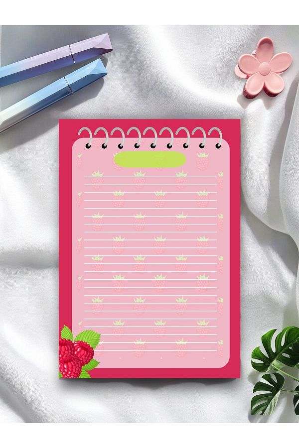 Mirya Notes-A5 Raspberry Patterned Notepad - Notepad - Notepad 1