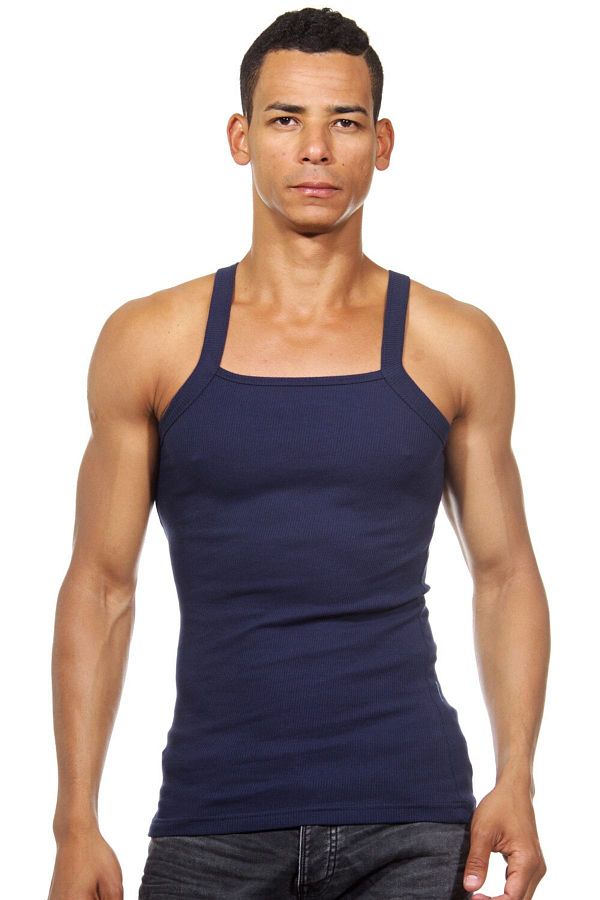 darkzone-Men's Navy Blue Strappy Tank Top 1