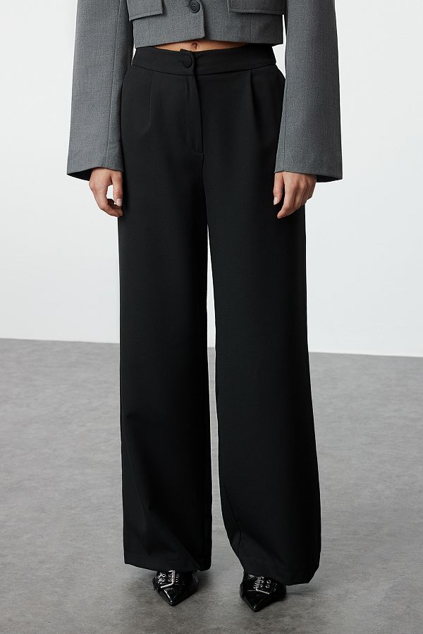Wide leg pleated trousers cheap