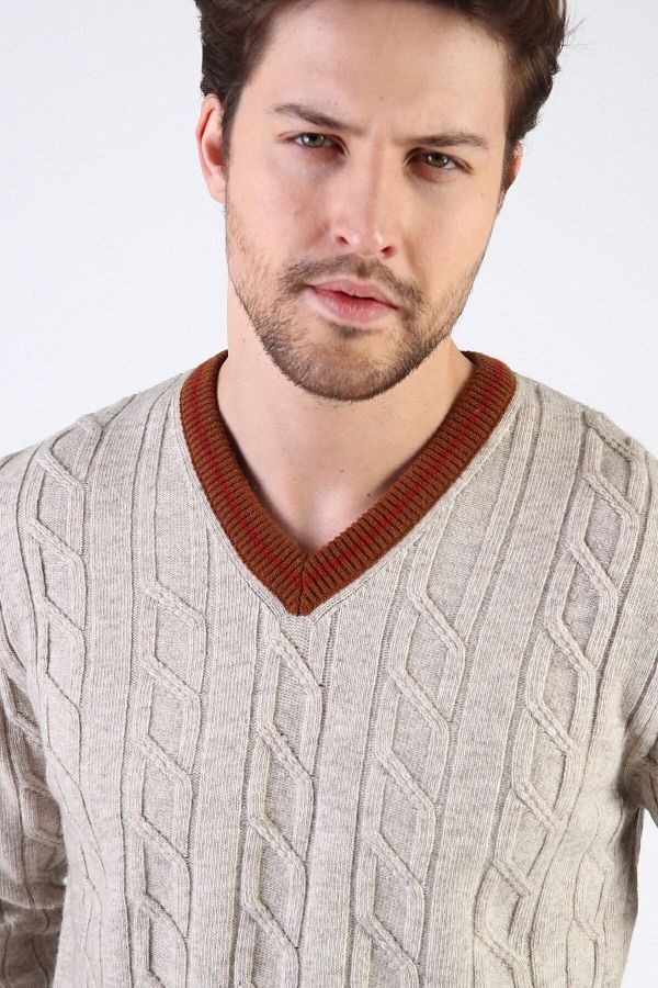 Tan v neck sweater mens clearance