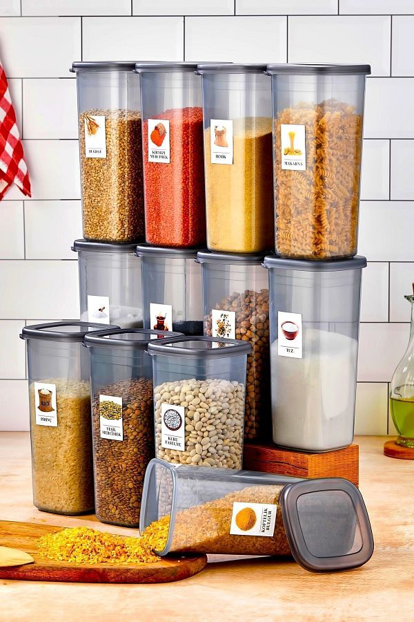 FBZhome-1700 ml Mega Size 12-Piece Food Storage Set - Jar with Label and Vacuum Lid 1