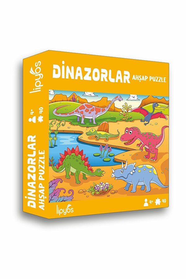 LİPYOS Sevimli Dinazorla-1 40 Parça Mini Ahşap Puzzle