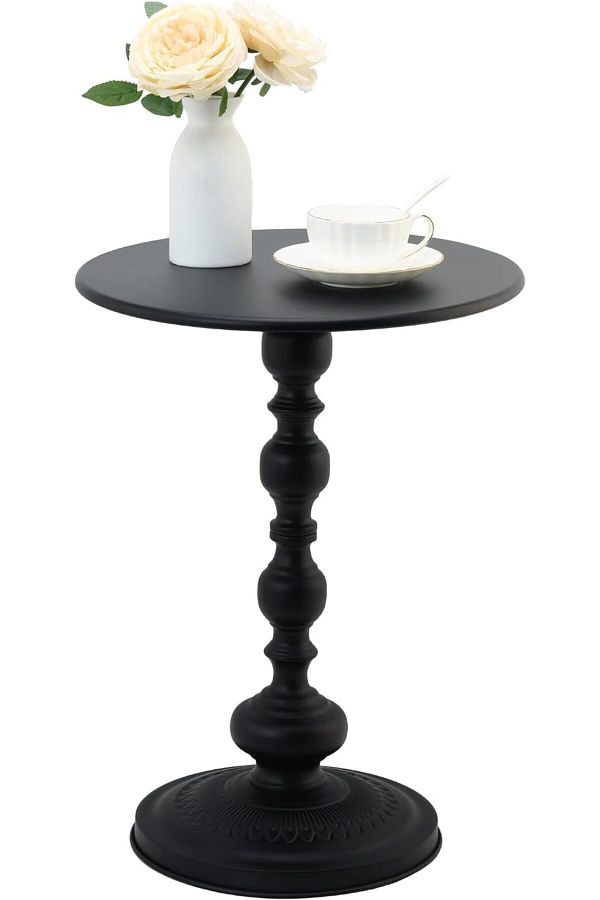 DubaiGallery-Metal End Table, Matte Black Round Side Table Nightstand for Bedside or Sofa, Accent Table 1